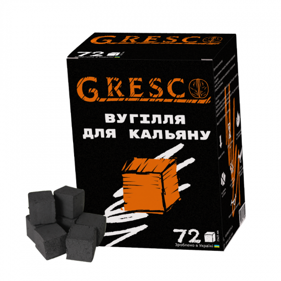Уголь ореховый GRESCO 1 КГ (72 кубика) 25 мм