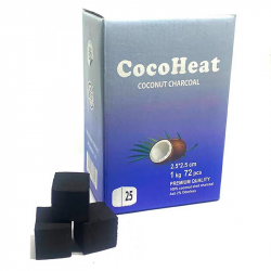 Уголь кокосовый COCOHEAT 1 КГ (72 кубика) 25 мм