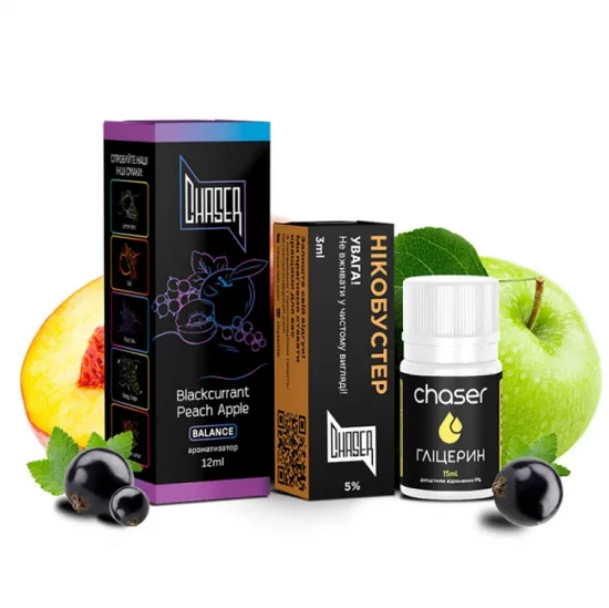 Набор для самозамеса CHASER BLACK 30 МЛ "Blackcurrant Peach Apple" со вкусом смородина персик яблоко